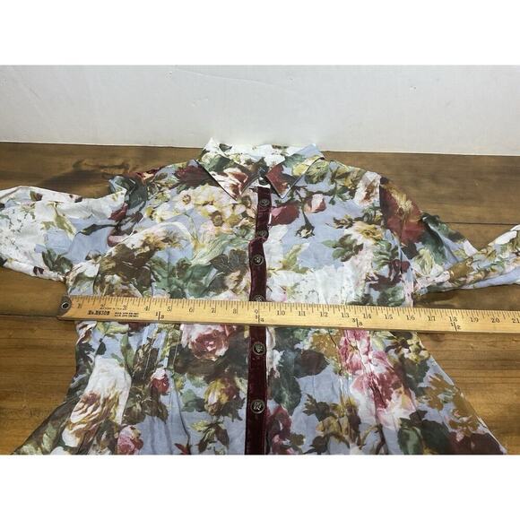 Aratta Silent Journey Silk Blend Floral Button Front Flowy Tunic Top Size Small - Picture 7 of 13